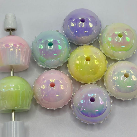 Cupcake Acrylic Beads Muffin UV Finish 20*24mm Random Mix