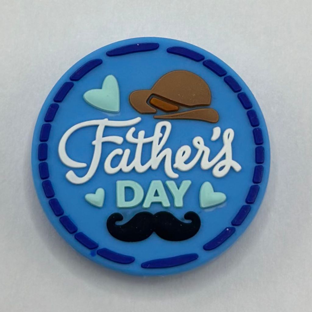 Cute Brown Hat Father's Day Gift Mustache Round Silicone Focal Beads