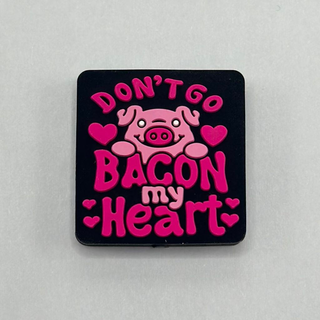 Pig Don't Go Bacon My Heart Silicone Focal Beads