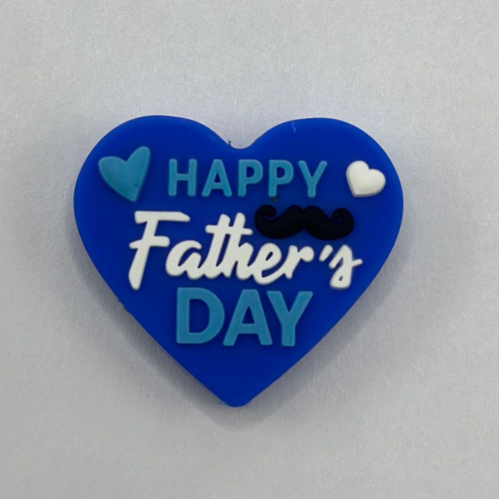 Happy Father’s Day with Blue Heart Dad Silicone Focal Beads