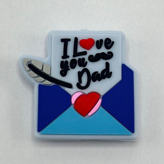 Envelope with A Letter to DAD I Love you Dad Silicone Focal Beads