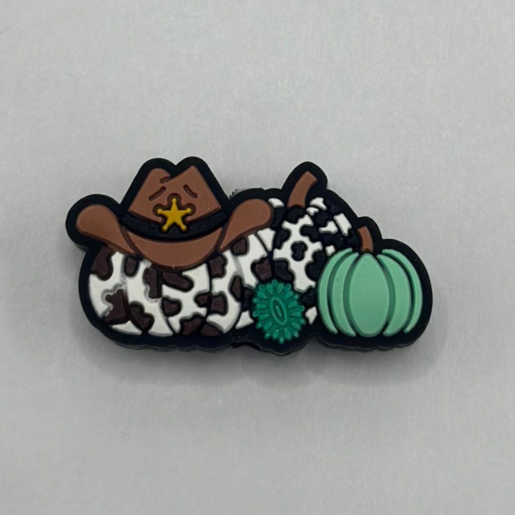 Green Pumpkin Cowboy Hat Sheriff Star Aztec Silicone Focal Beads