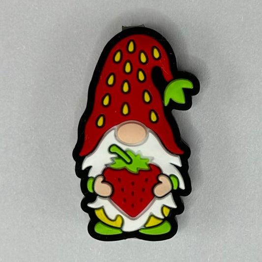 Red Strawberry Cute Gnome Silicone Focal Beads