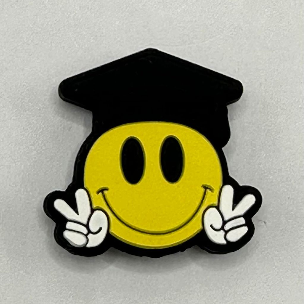 Smiley Face with Graduation Cap Emoji Silicone Focal Beads