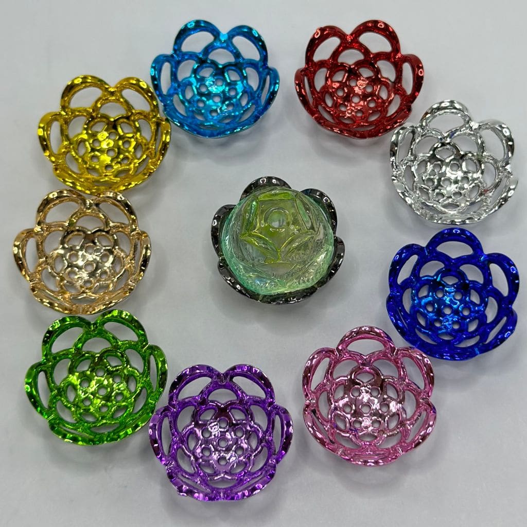 Large Bead Cap Bead Cage Flower Shape Floral Glossy Metallic Colors 20mm