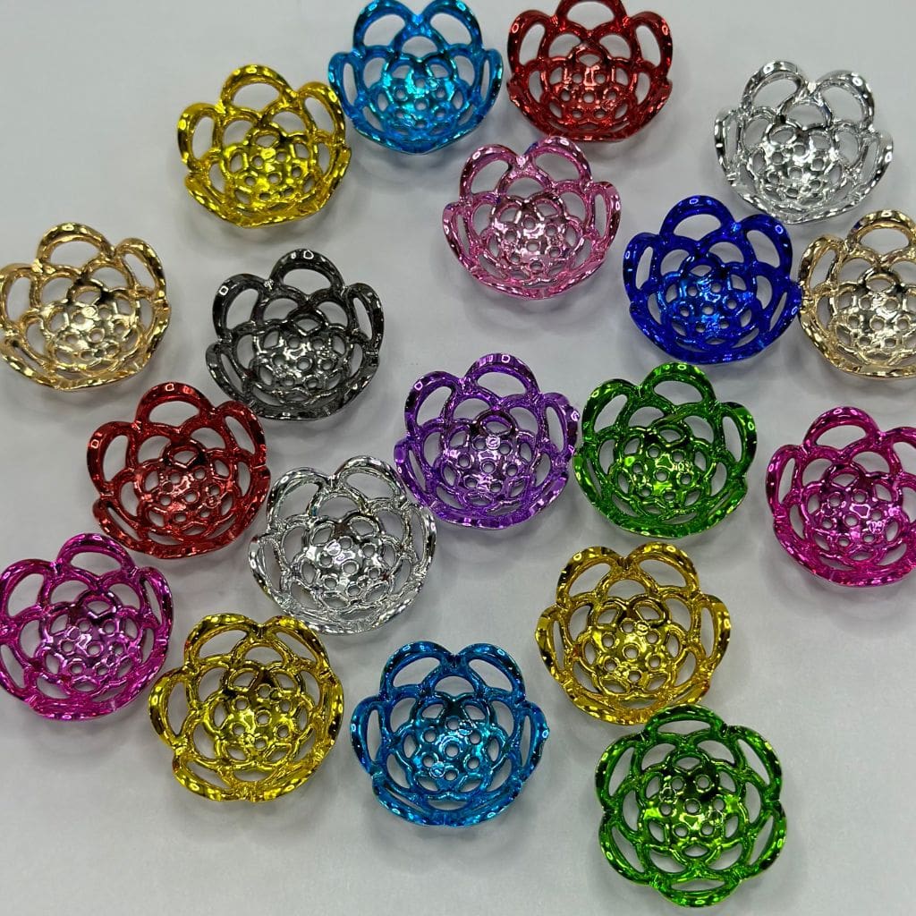 Large Bead Cap Bead Cage Flower Shape Floral Glossy Metallic Colors 20mm