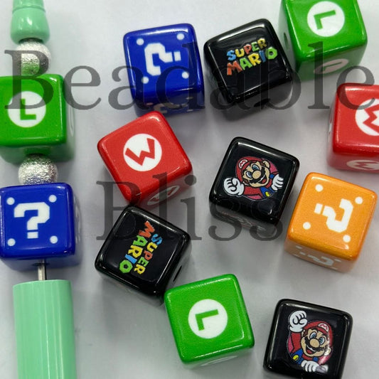 Cube Acrylic Beads Dice Game Mario Square 16mm