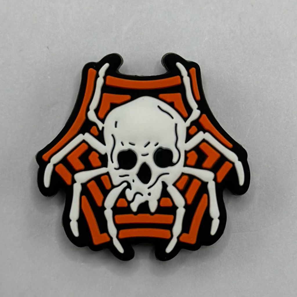 Spider Skull Halloween Orange Web Silicone Focal Beads