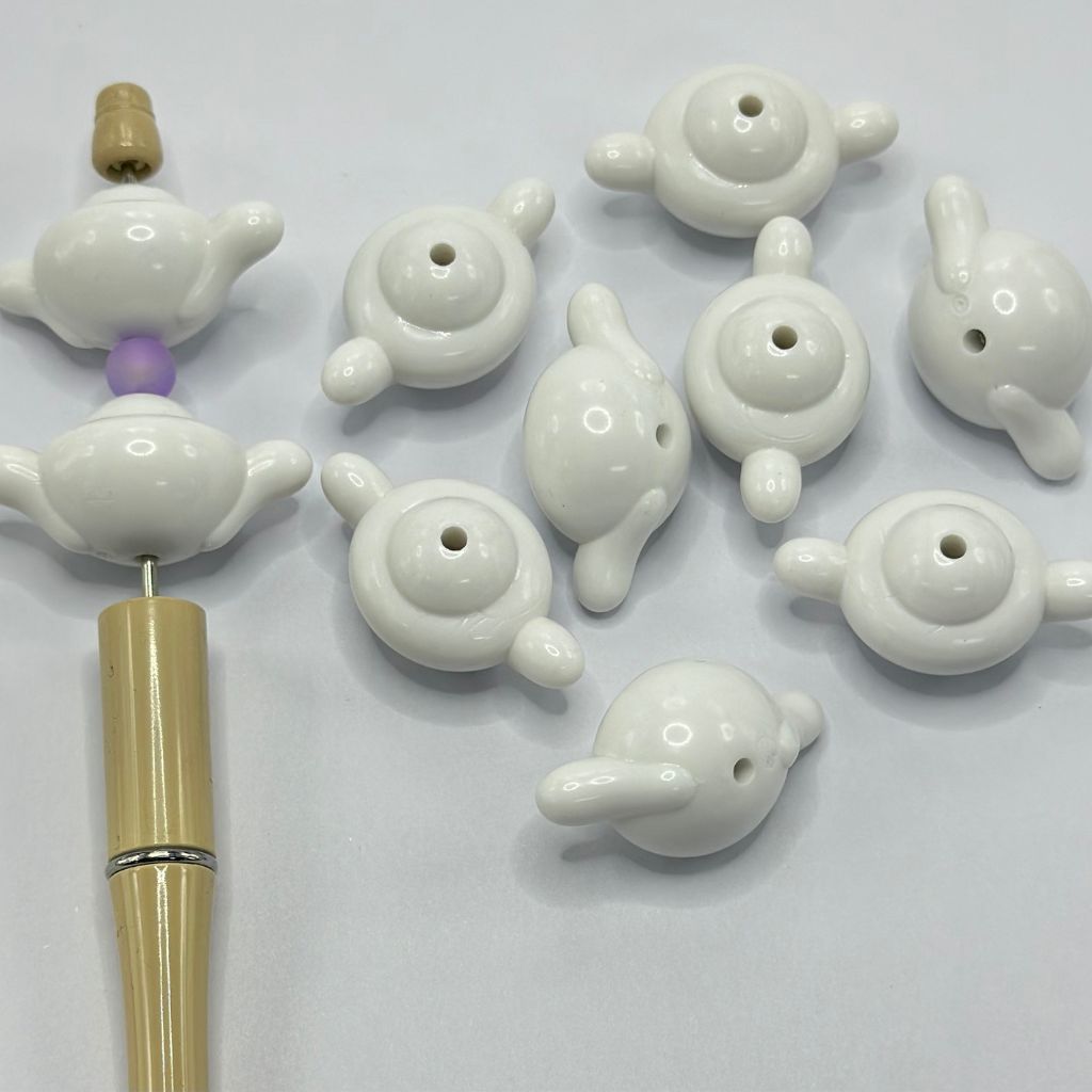 White Beads, Aladdin's Magic Lamp Shaped, White Acrylic Beads