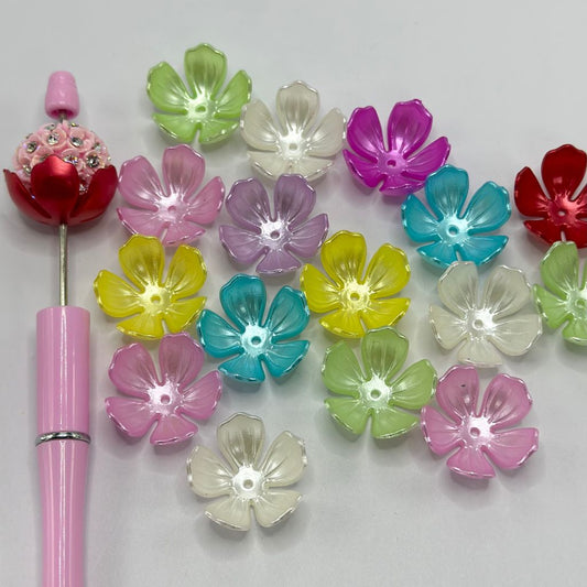 Extra Large Bead Cage, Bead Cap in the Shape of Flower, Solid Pastel Colors, Random Mix