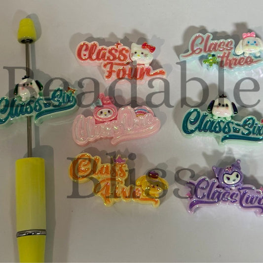 Cute Cartoon Animal Friends With Heads Acrylic Beads with a Text from Class Two To Class Six