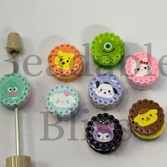 Cute Cartoon Cat Animals Friends Cookie Bitten Biscuit Acrylic Beads Random Mix 9.0*17.4mm