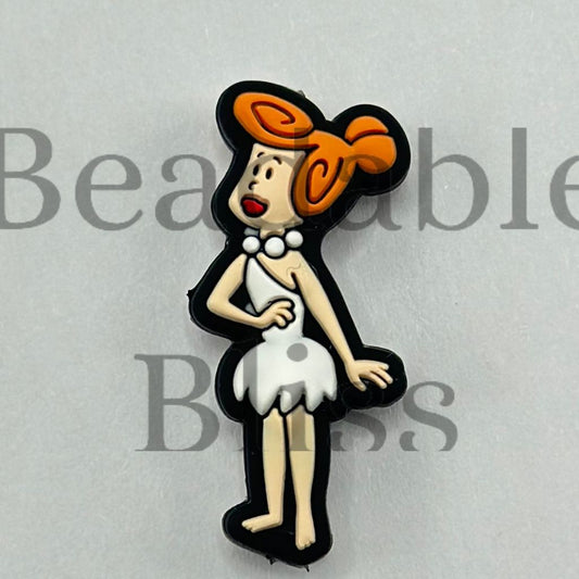 Wilma in White Skirt and Necklace Flint Mom Silicone Focal Beads