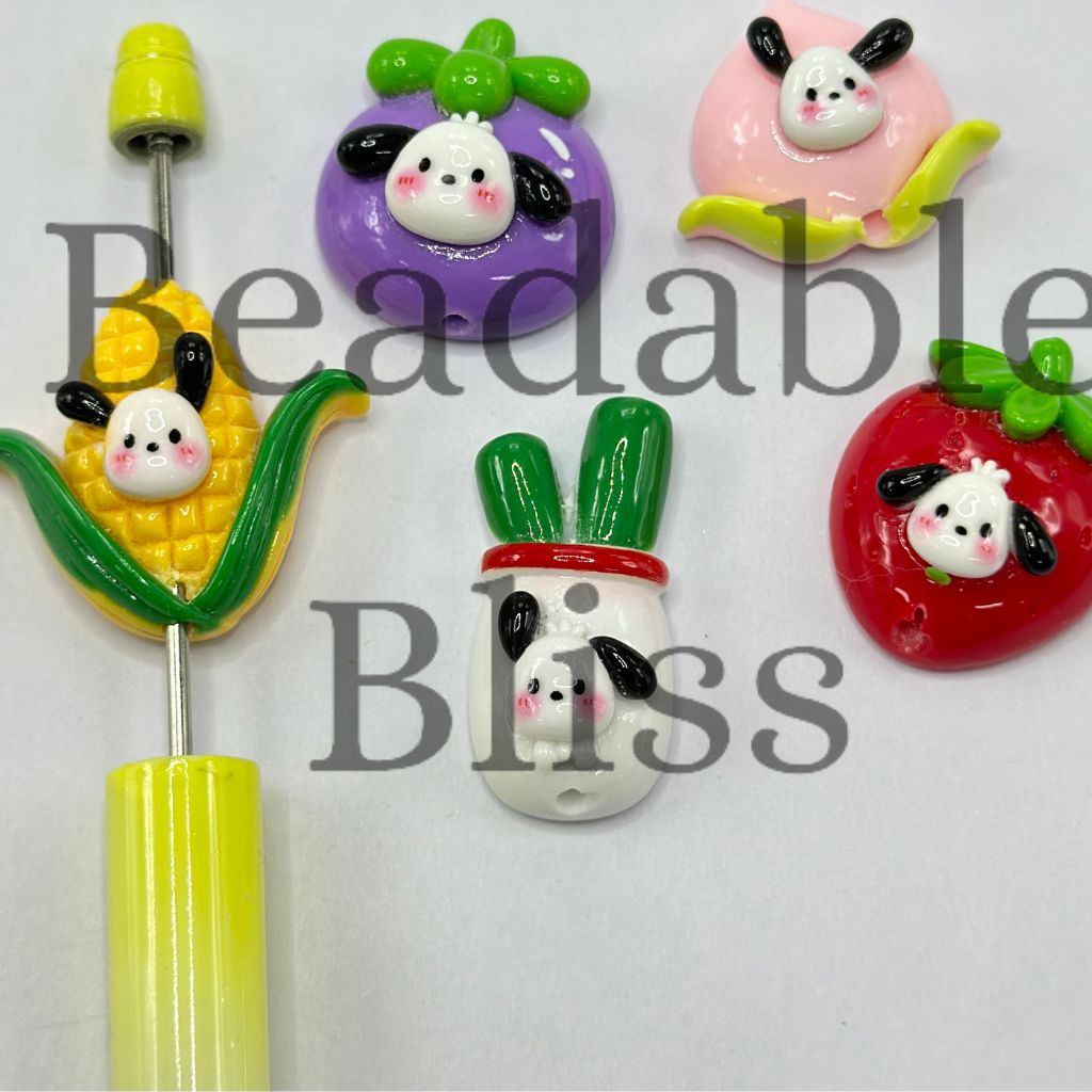 Cute Cartoon Animal Friends Fruits and Vegetables Resin Pen Toppers Random Mix Half Hole