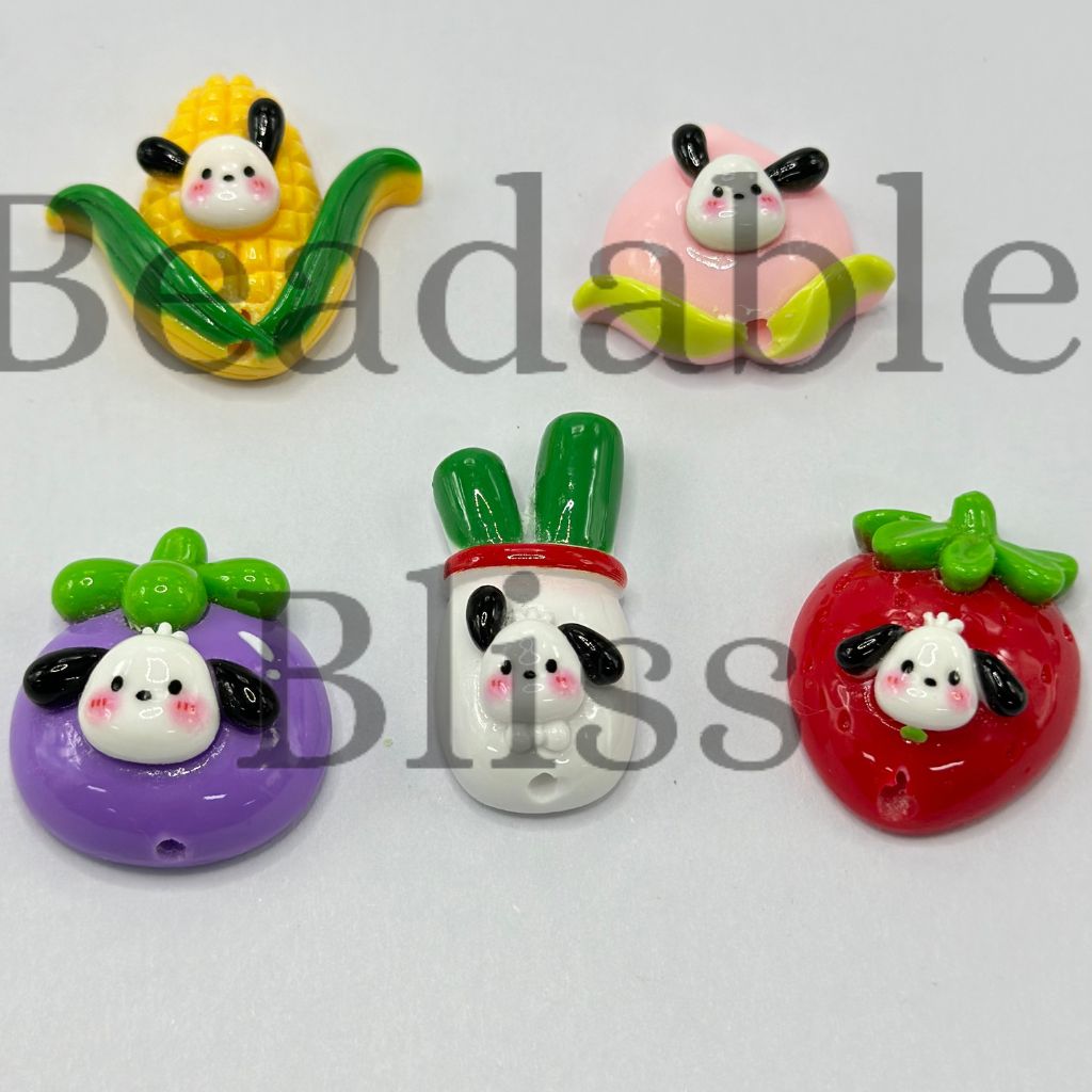 Cute Cartoon Animal Friends Fruits and Vegetables Resin Pen Toppers Random Mix Half Hole