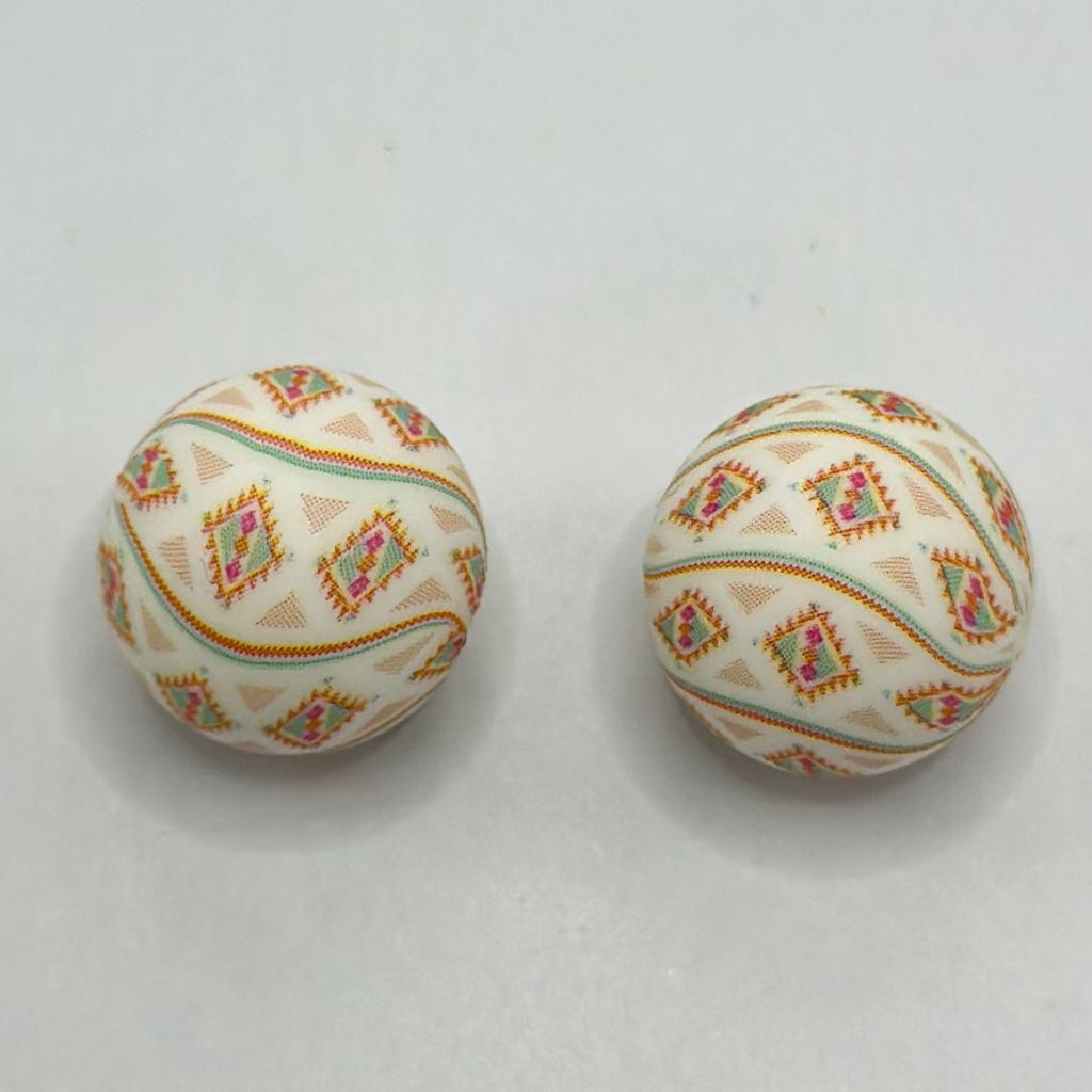 Aztec Print Pattern Ball Round Shape Printed Silicone Beads 15mm