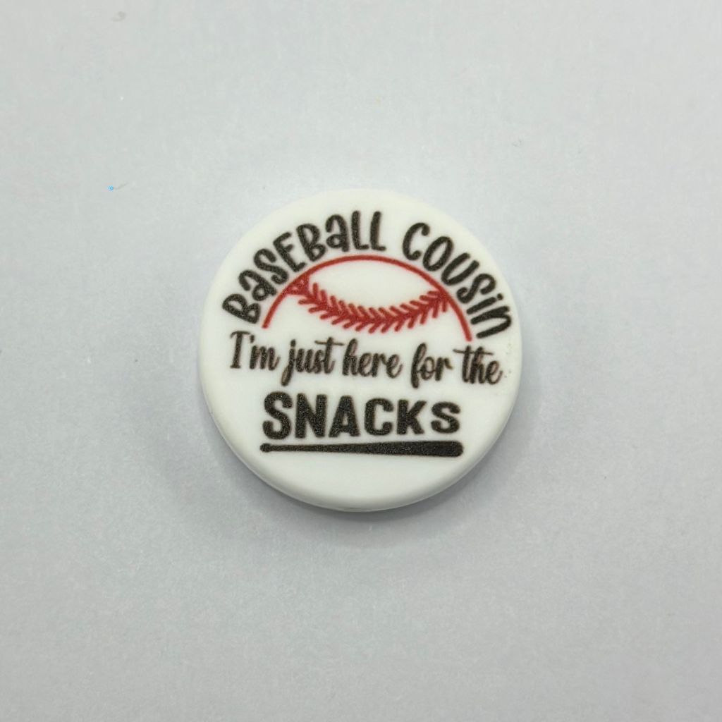 I'm Just Here for Snacks Baseball Cousin Bat Round Shape Silicone Focal Beads