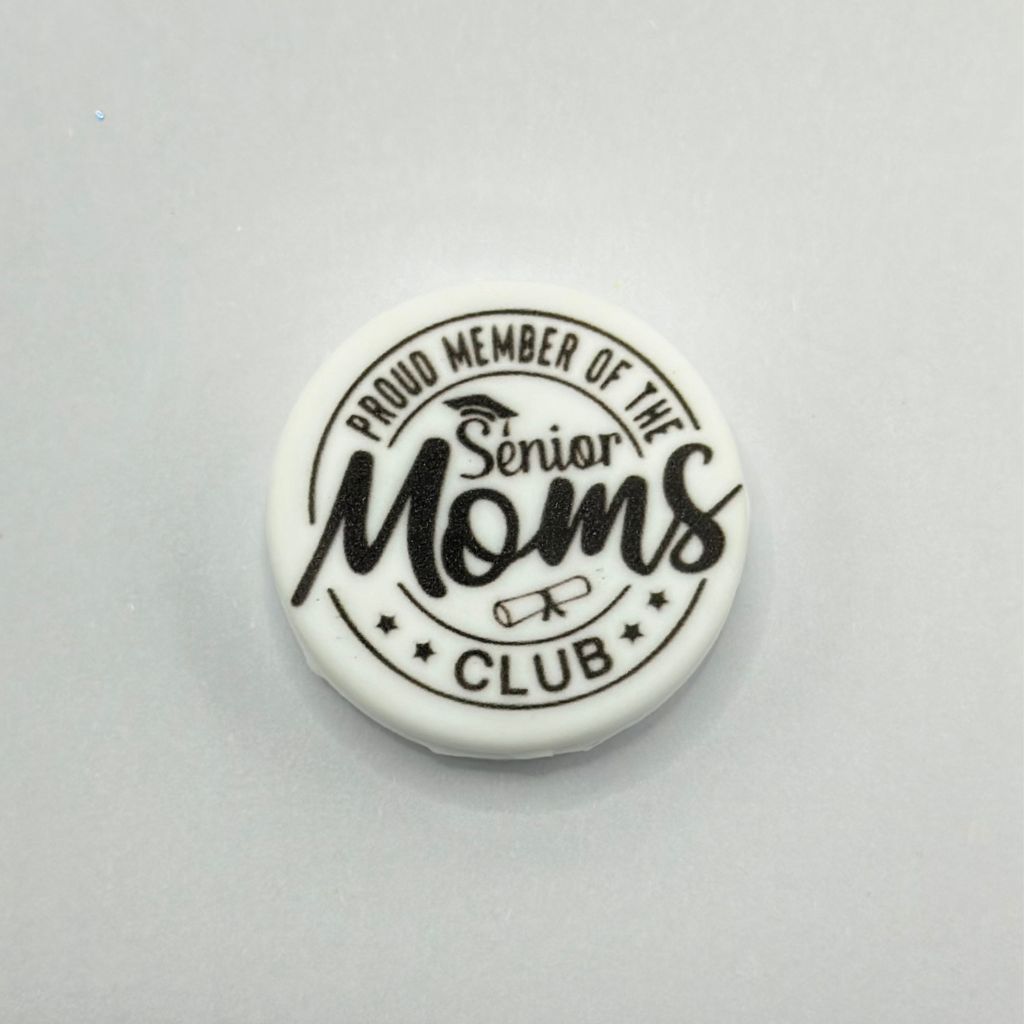 Proud Member of Senior Moms Club Round Mother Mum Silicone Focal Beads