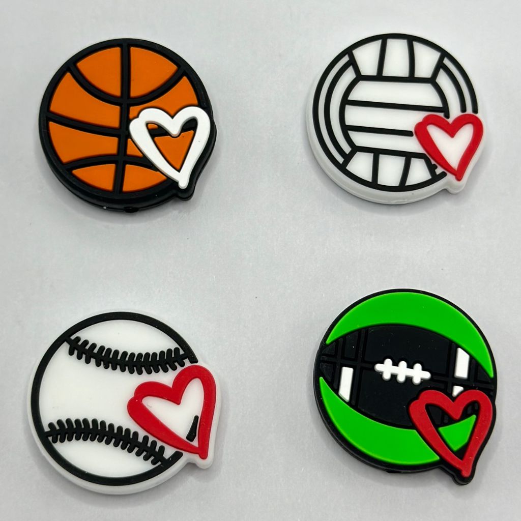 Sports Balls Football Basketball Volleyball Baseball Softball Silicone Focal Beads Random Mix