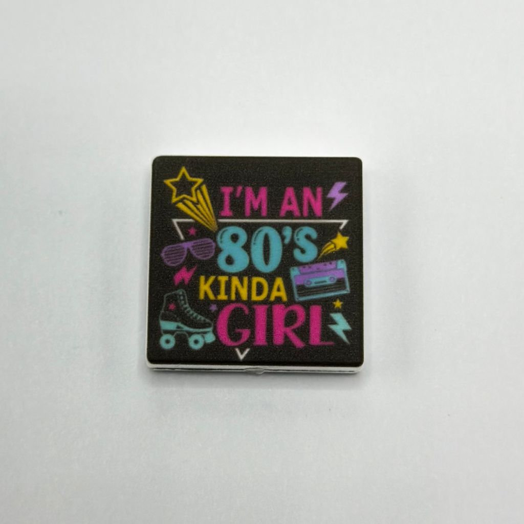 I'm an 80's Kind of Girl Casette Tape Rollerskate Silicone Focal Beads