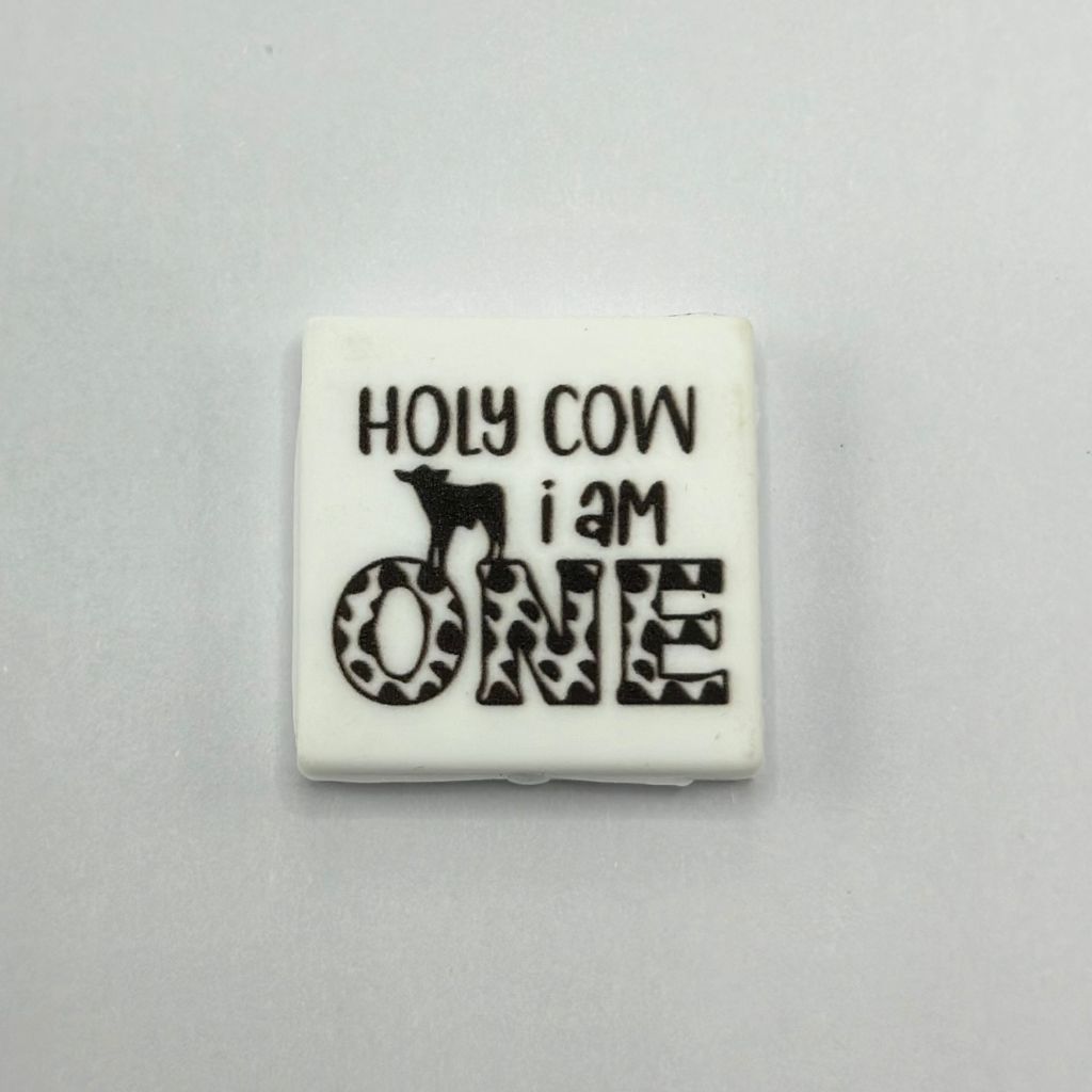 Holy Cow I'm One Cute Calf Animal Silicone Focal Beads