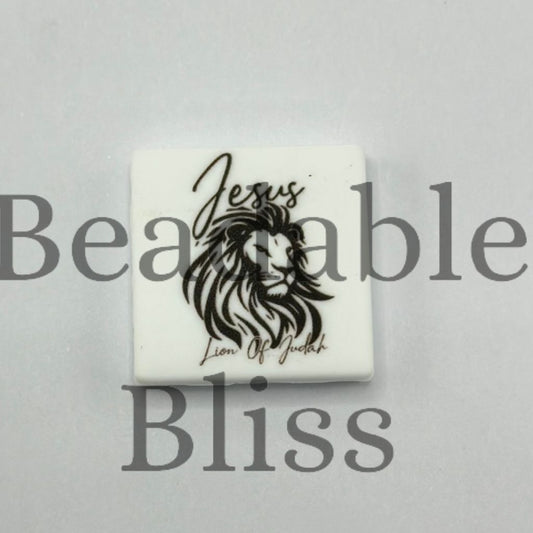 Black Lion Jesus Religious Silicone Focal Beads