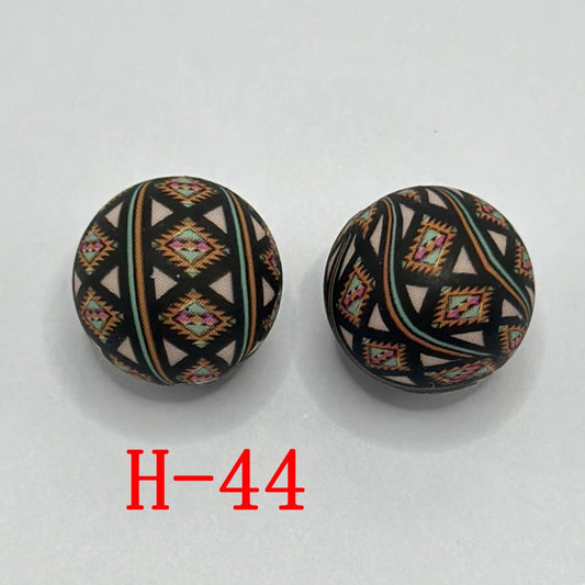 Aztec Print Design Pattern in Earthy Tones Round Shape Printed Silicone Beads