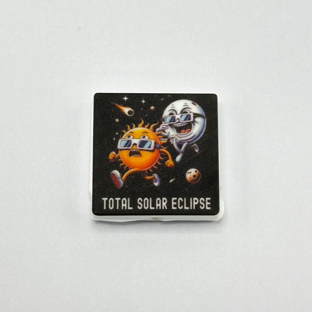 Total Solar Eclipse Space Planet Moon Sun Motion Square Silicone Focal Beads