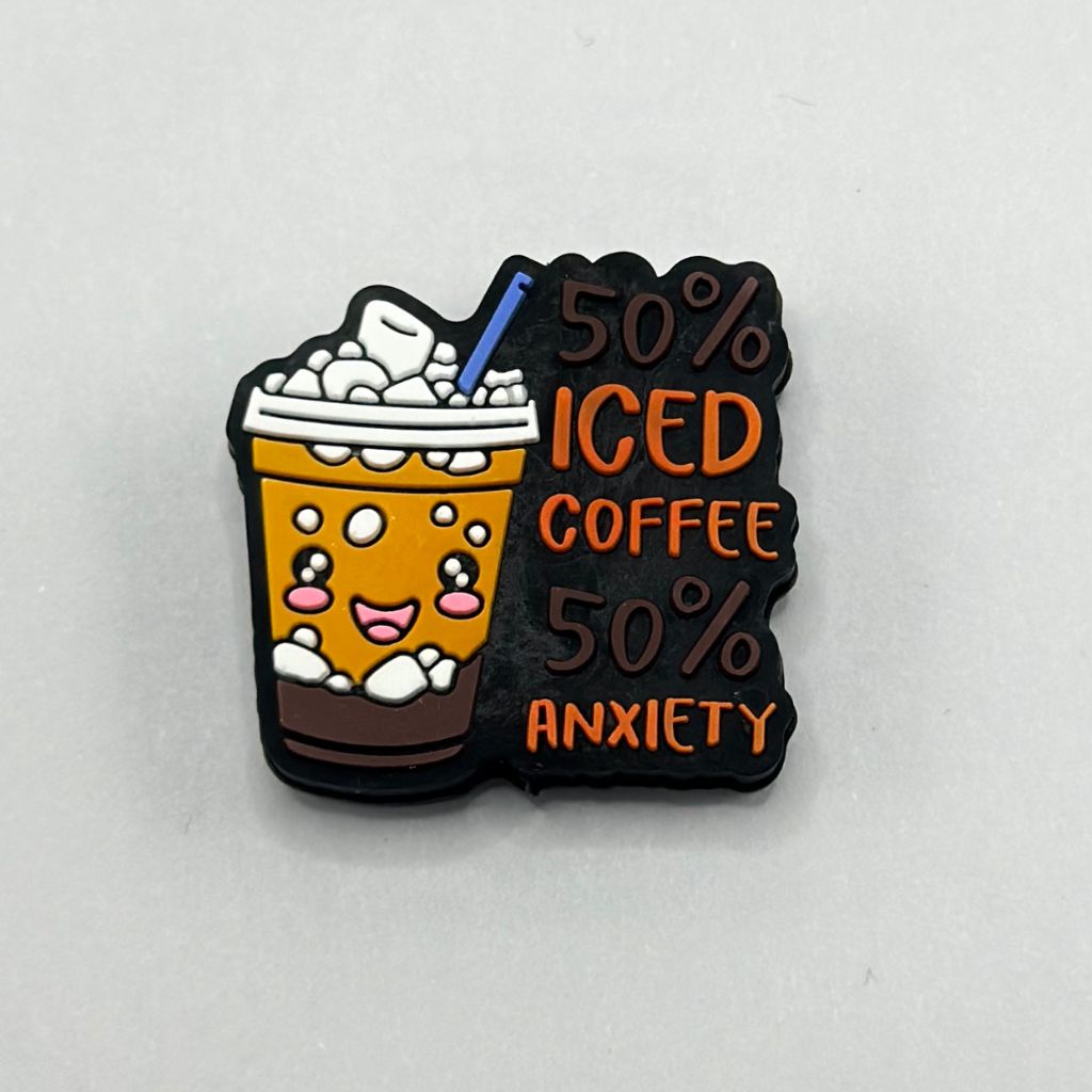 50% Iced Coffee 50% Anxiety Silicone Focal Beads