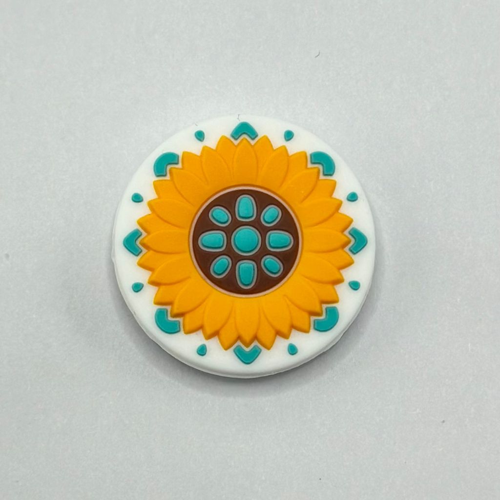 Teal Daisy Round Sunflower Sun Shape Silicone Focal Beads