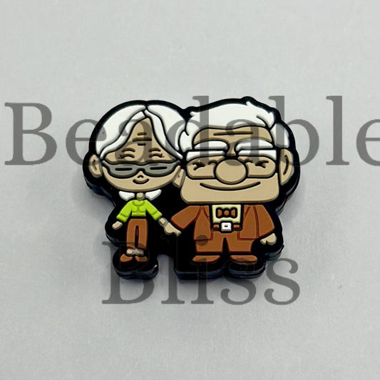 Happy Old Couple Cartoon Silicone Focal Beads