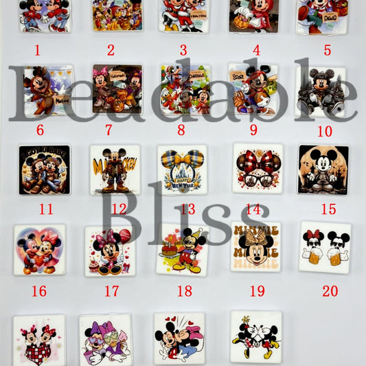 Cube Minny Meckey Cartoon Mouse Silicone Focal Beads, One of Each