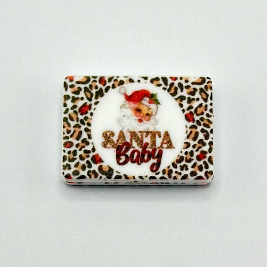 Leopard Print Santa Baby Christmas Silicone Focal Beads