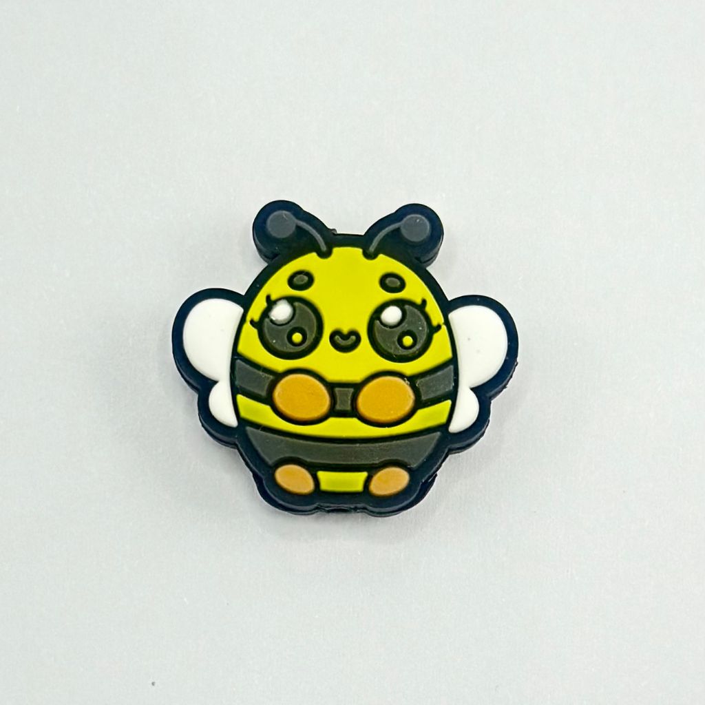 Cute Little Bumble Bee with Large Round Eyes Honey Silicone Focal Beads