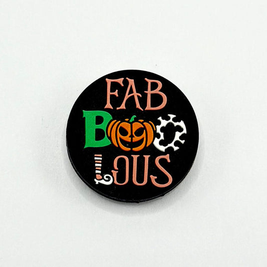 "Scary Pumpkin Fab Boo-Lous" Halloween Cow Print Silicone Focal Beads