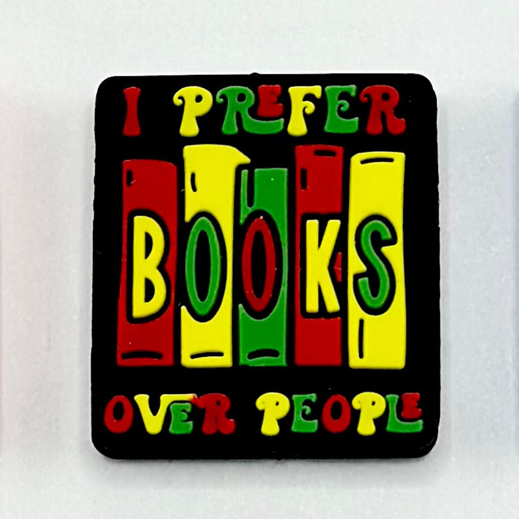 "I Prefer Books Over People" Library Bookshelves Juneteenth Mix Silicone Focal Beads