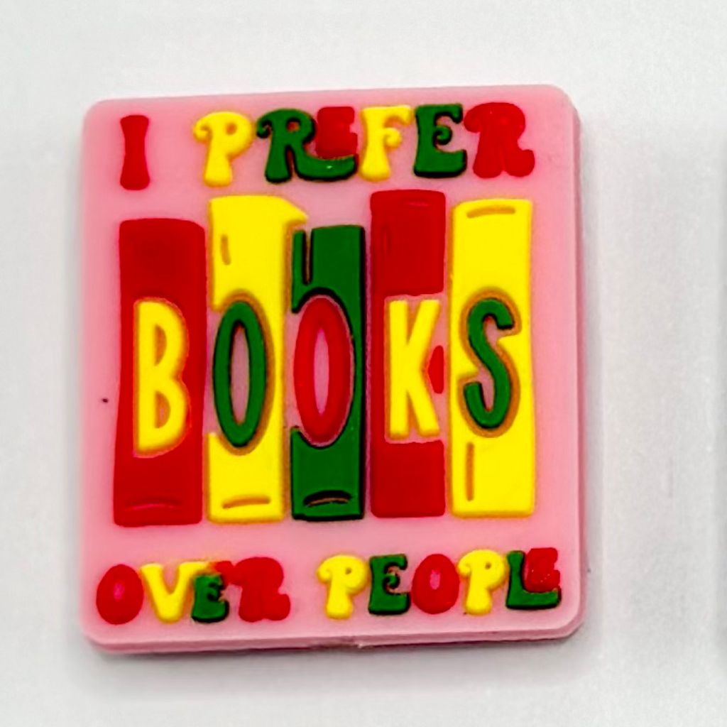 "I Prefer Books Over People" Library Bookshelves Juneteenth Mix Silicone Focal Beads