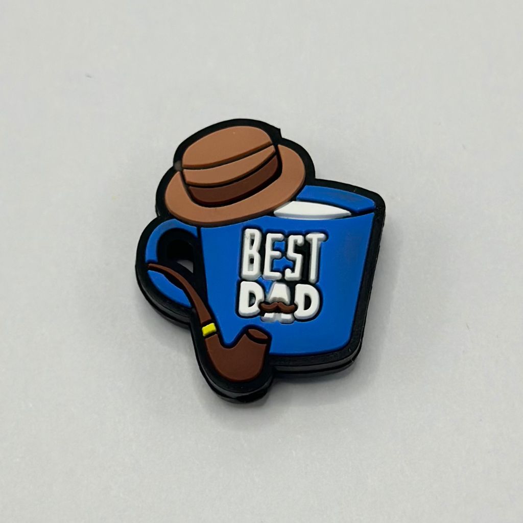 Hat Coffee Cup Pipe with Best Dad Text Silicone Focal Beads