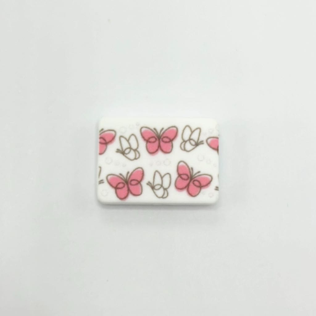 Little Cute Pink and Black Sketch Butterfly Silicone Focal Beads