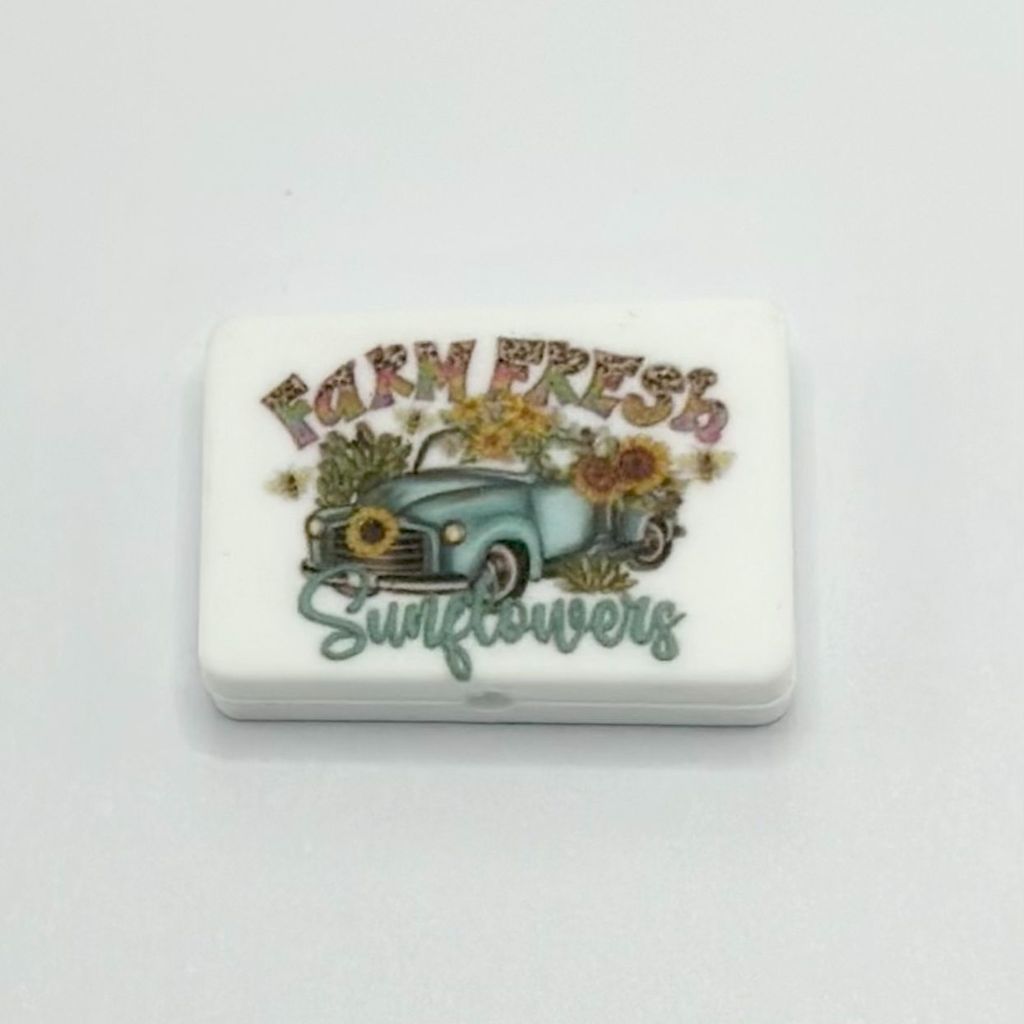 Farm Fresh Sunflowers Vintage Car Silicone Focal Beads