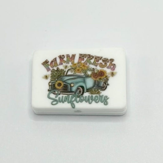 Farm Fresh Sunflowers Vintage Car Silicone Focal Beads