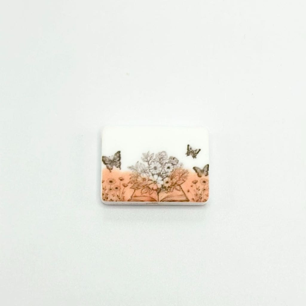 Rectangle Butterflies White Daisy Flowers Silicone Focal Beads