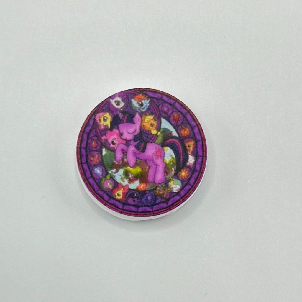 Stained Glass Style My Little Horse Pony with Friends Round Silicone Focal Beads