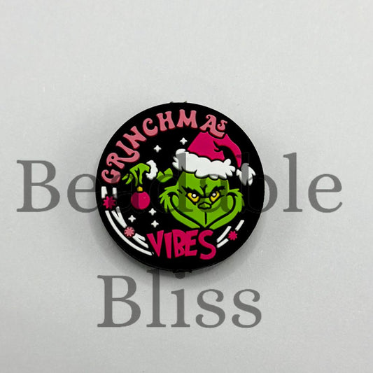 Green Man with Red Hat Merry Grinchmas Vibes Silicone Focal Beads