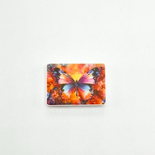 Colored Big Butterfly over Fire and Flowers Silicone Focal Beads