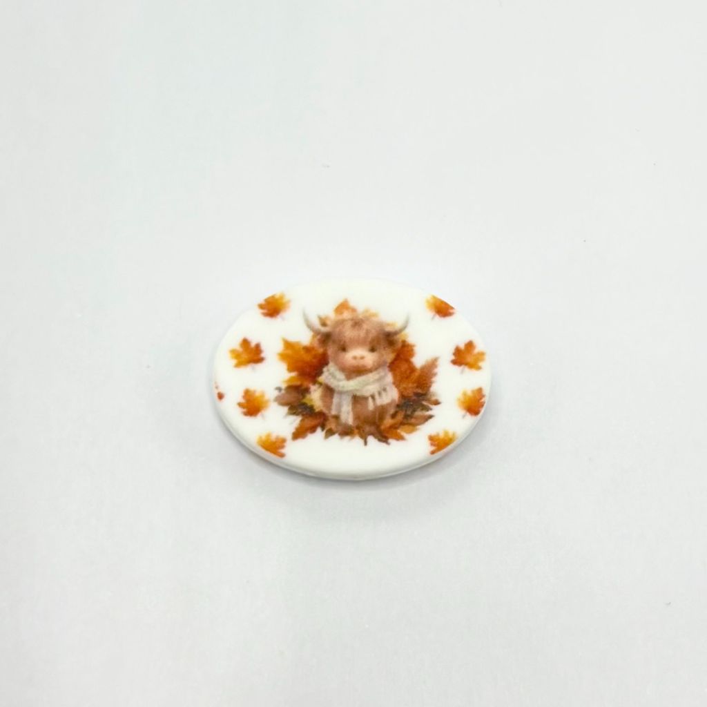 Cute Highland Calf with Garland and Scarf Silicone Focal Bead