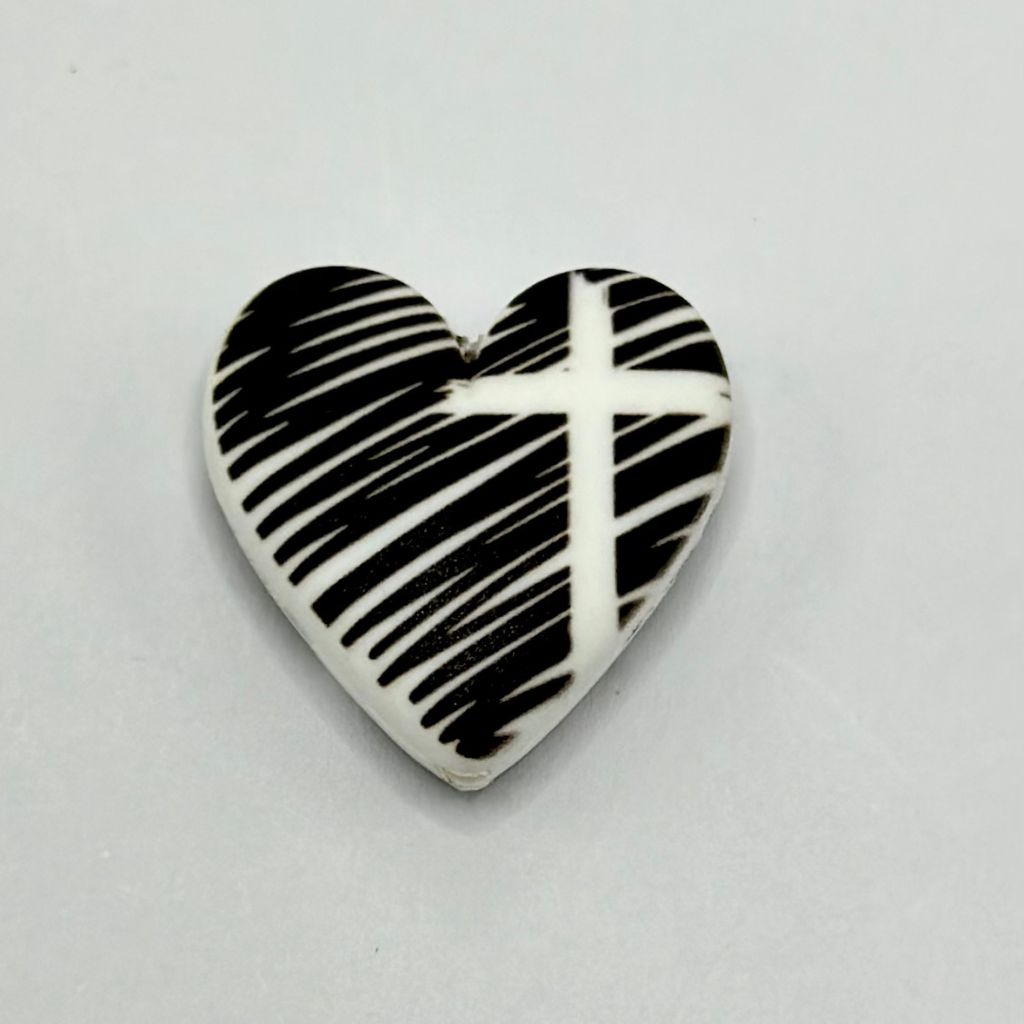 Black and White Cross Love Arrow Religious Sign Heart Silicone Focal Beads