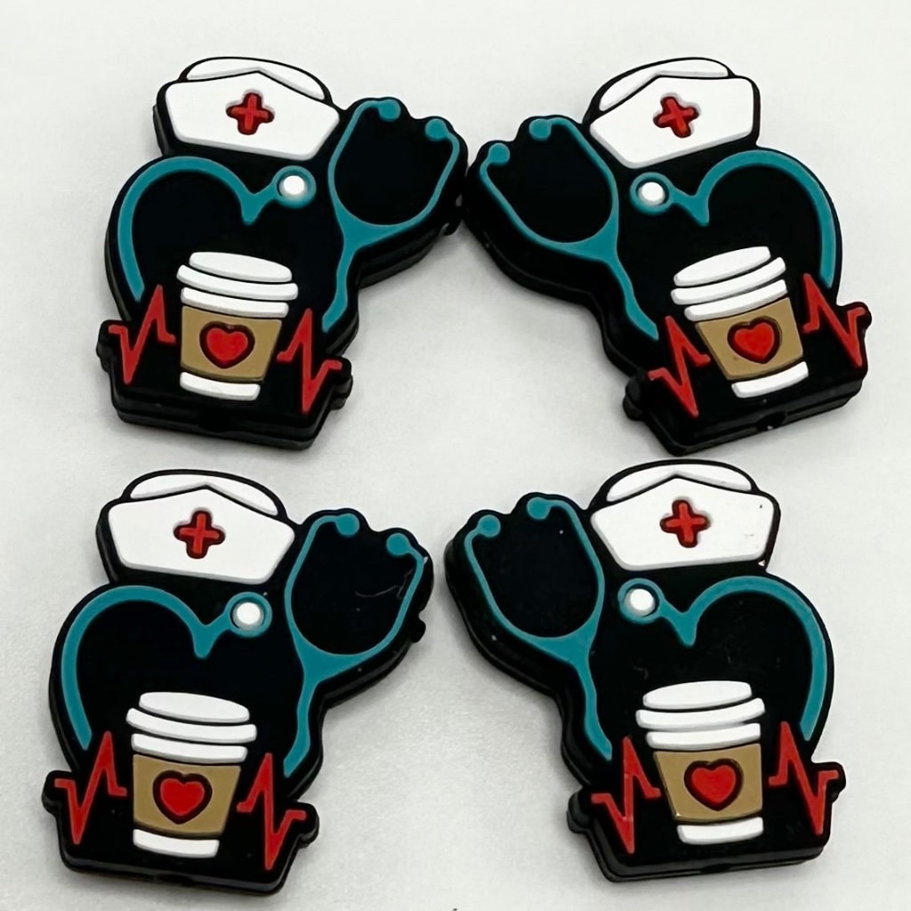 Stethoscope, Medical, Healthcare, Hospital, Nurse Cap Doctor Coffee Silicone Beads