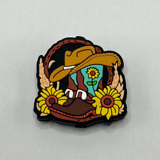 Sunflower Cowboy Hat and Boots Western Style Silicone Focal Beads