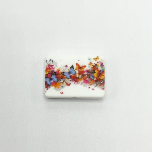 Oblong Multicolored Cute Butterflies on Line Silicone Focal Beads